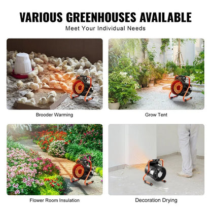 Greenhouse Heater 1500W Fast Heating with Overheat tion 2Speed Setting Small Grow Tent Heater Electric Portable Heater Fan for