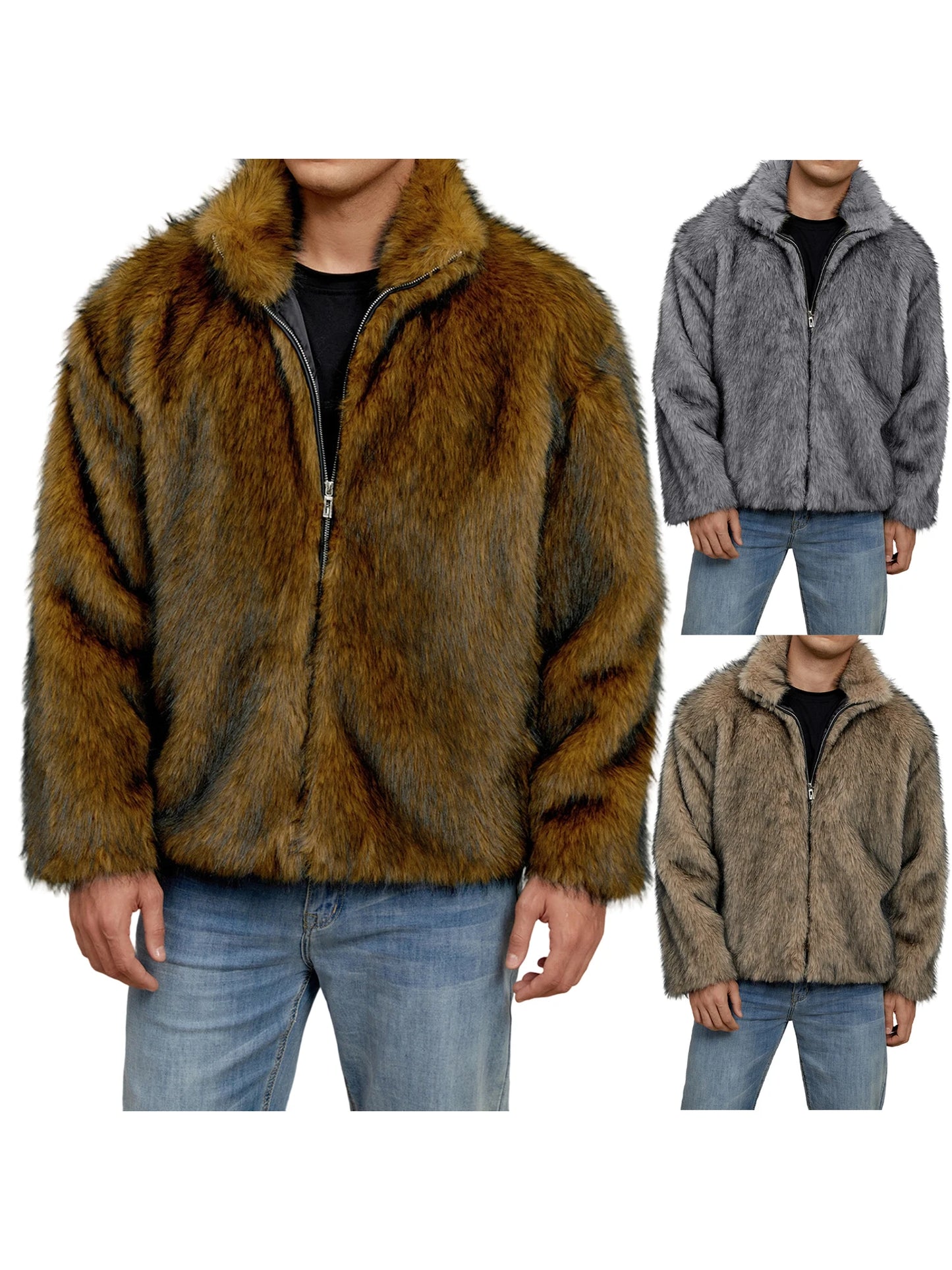 Mens' Faux Fur Winter Jacket/Coat