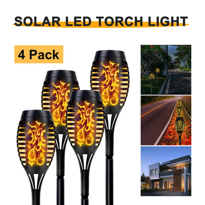 Solar Outdoor LED 4/6Pcs Solar Torch Lights with Flickering Flame Waterproof Camp Illumination