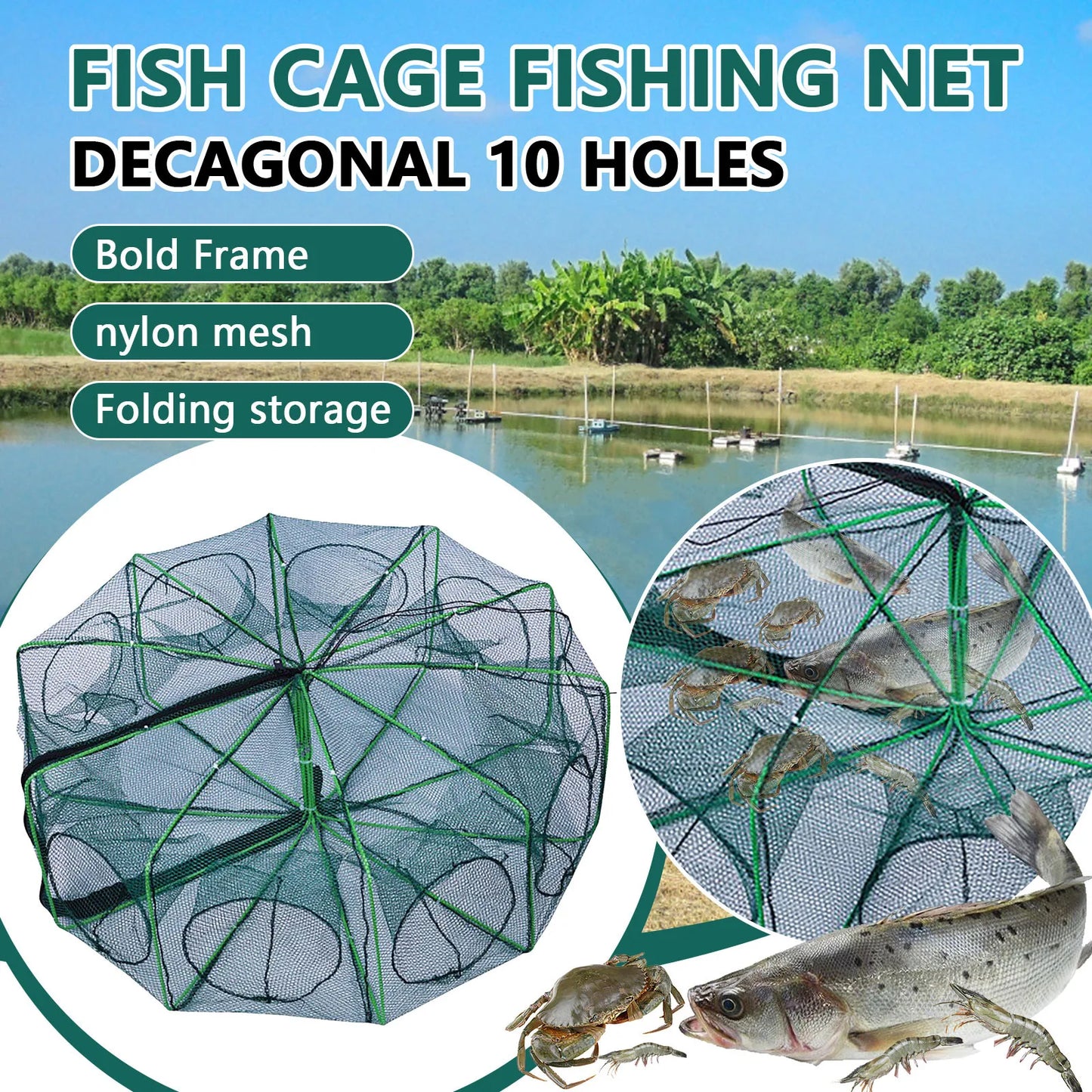 Nylon Folding Lobster / Shrimp / Crab / Fish Cage / Trap
