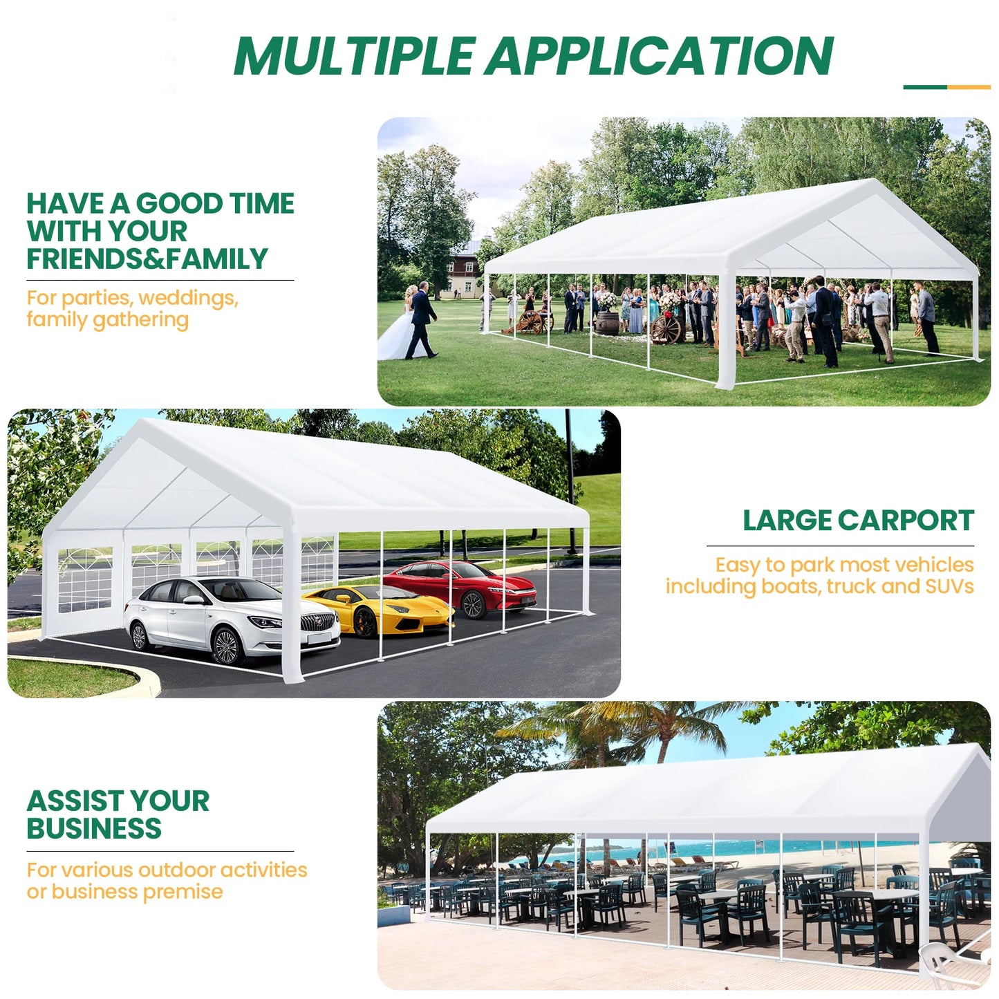 16x32 Heavy Duty Party Tent with 6 Removable Sidewalls & 4 Built-in Sandbag,