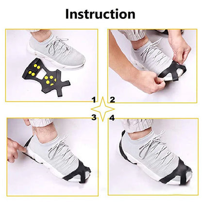 1Pair 10 Teeth Snow Ice Claw Spikes for Walking Hiking Boots