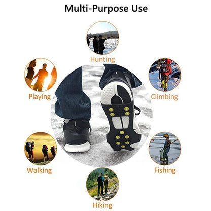 1Pair 10 Teeth Snow Ice Claw Spikes for Walking Hiking Boots