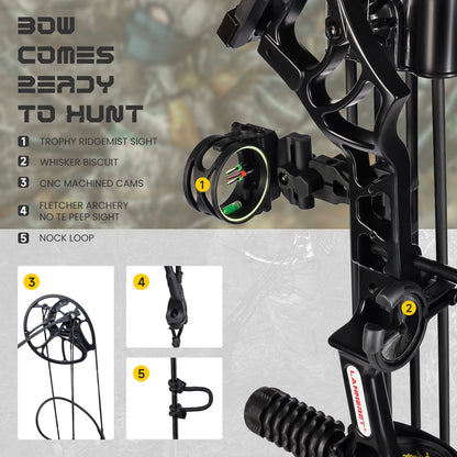 Archery Ready to Hunt Compound Bow Package for Adults and Teens