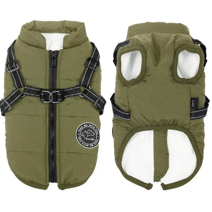 Warm Winter Waterproof Fleece Dog Jacket/Harness