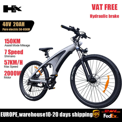 2000W Adults 27.5" Removable Battery Electric Mountain Ebike