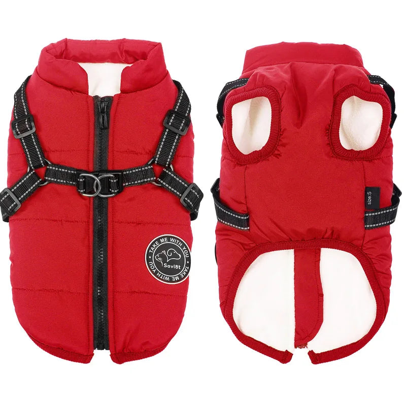 Warm Winter Waterproof Fleece Dog Jacket/Harness