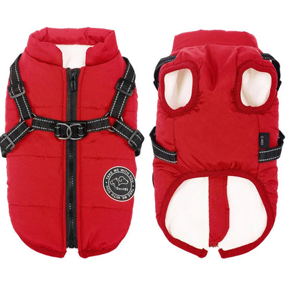 Warm Winter Waterproof Fleece Dog Jacket/Harness