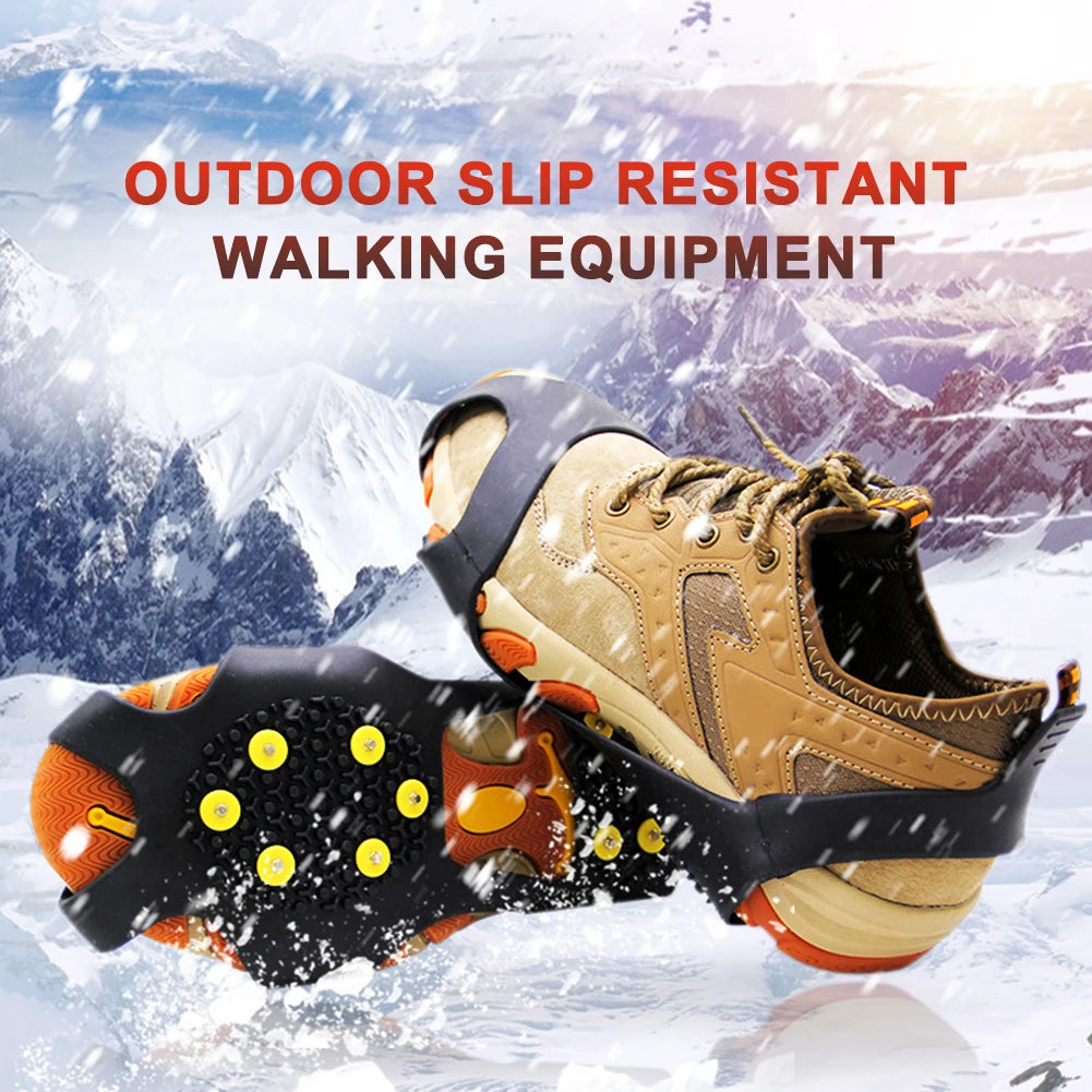 1Pair 10 Teeth Snow Ice Claw Spikes for Walking Hiking Boots