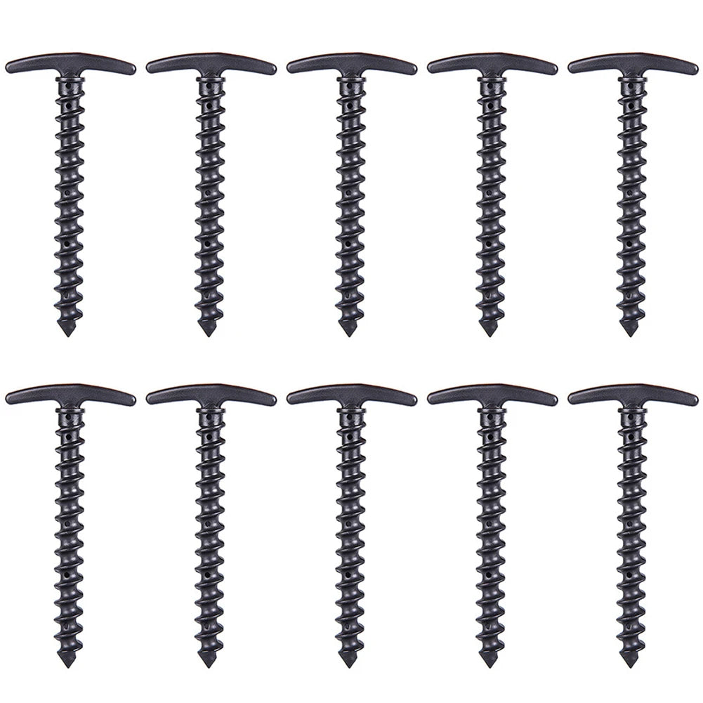 10pcs/set Windproof Ground Peg Screw Tent Stakes 14.5x7cm