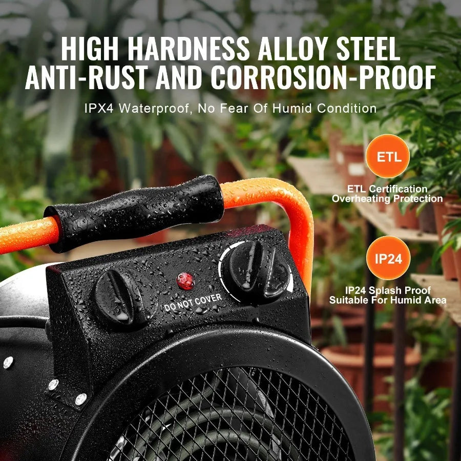 Greenhouse Heater 1500W Fast Heating with Overheat tion 2Speed Setting Small Grow Tent Heater Electric Portable Heater Fan for