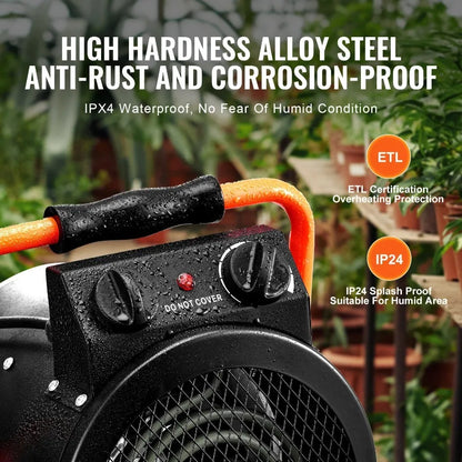 Greenhouse Heater 1500W Fast Heating with Overheat tion 2Speed Setting Small Grow Tent Heater Electric Portable Heater Fan for