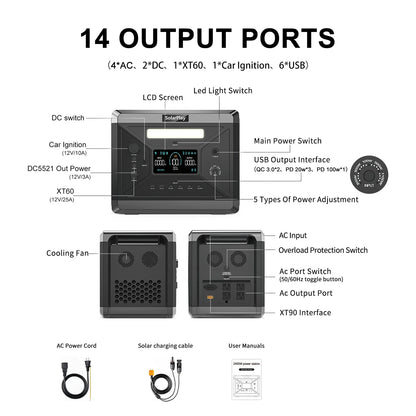 Portable Solar Power Generator Station with 2400W AC Output