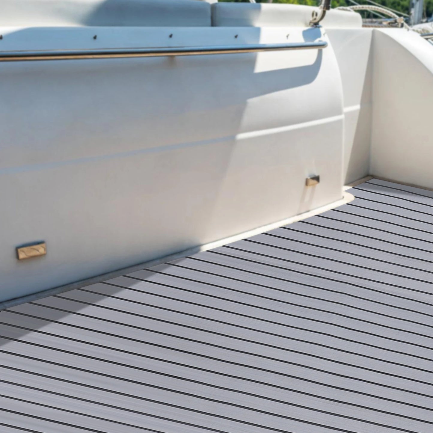 94.5"x 35.4" EVA  Light Gray with Black Stripes RV Anti-Skid Mat for Boat Decks