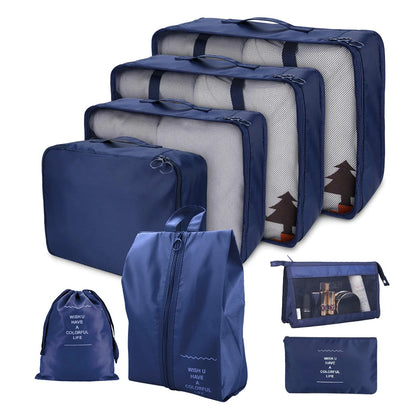 8 Set Waterproof Luggage Organizer Bags with Shoe Bag