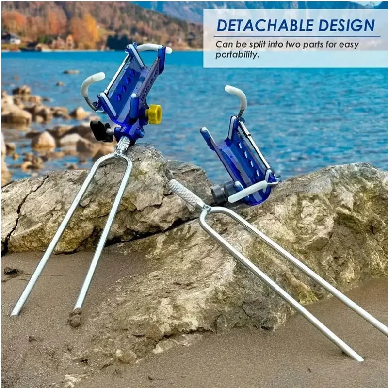 2-piece stainless steel fishing rod holder, 360° adjustable one-touch lock