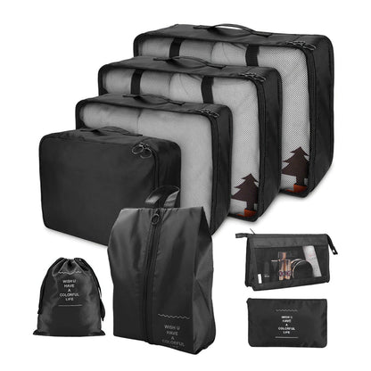 8 Set Waterproof Luggage Organizer Bags with Shoe Bag