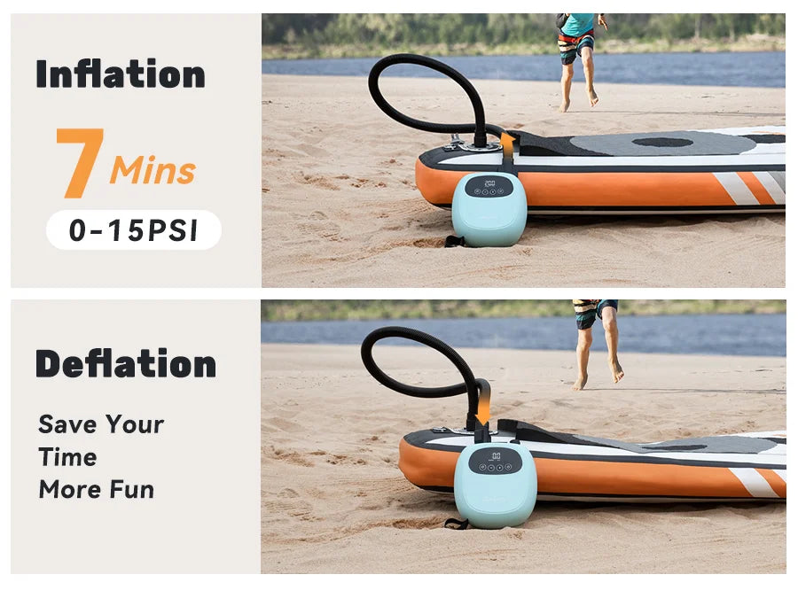 Electric 20PSI Paddle Board Inflation for Kayak Boat Tent Surf Board Stand Up Board Air Pump.