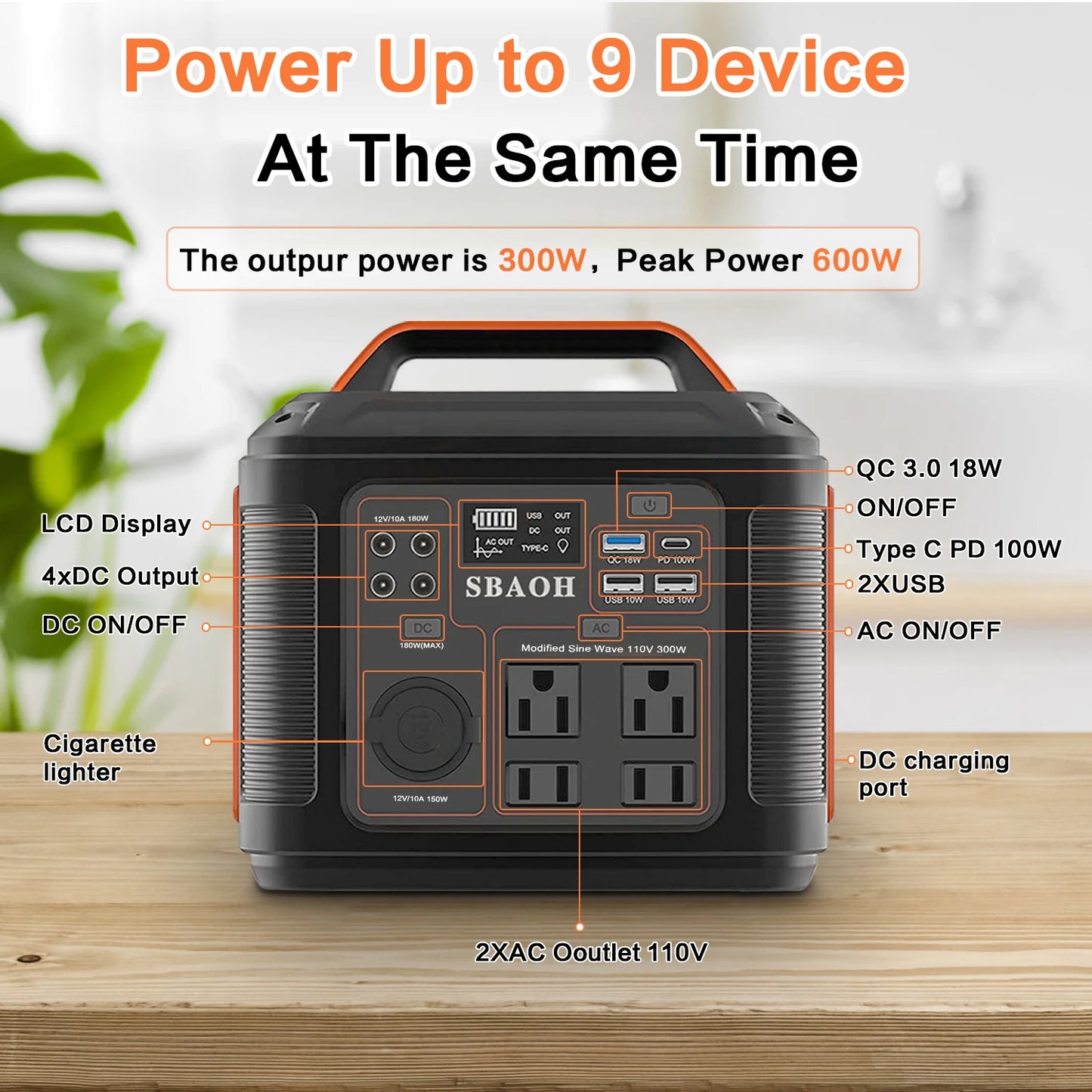 300W AC/DC Portable Solar Power Station