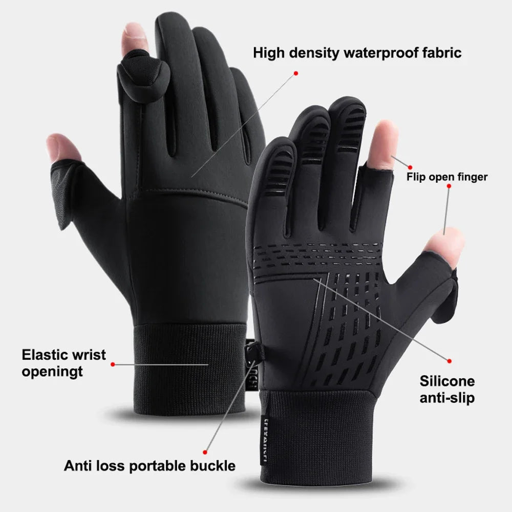 Men / Women Waterproof Winter Flip Open Two Finger Gloves
