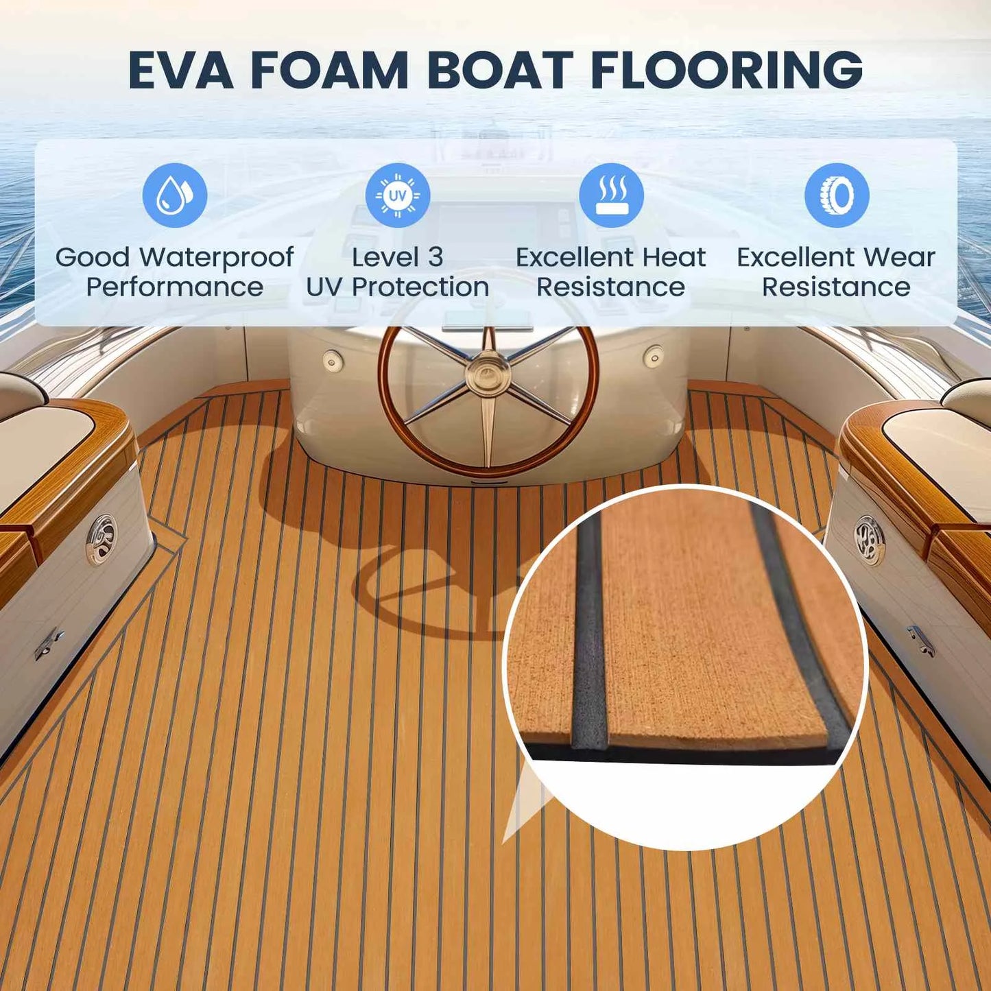 Teak Decking Sheet Boat Flooring Fit Self-Adhesive Foam Marine Flooring