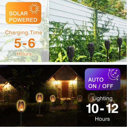 Solar Outdoor LED 4/6Pcs Solar Torch Lights with Flickering Flame Waterproof Camp Illumination