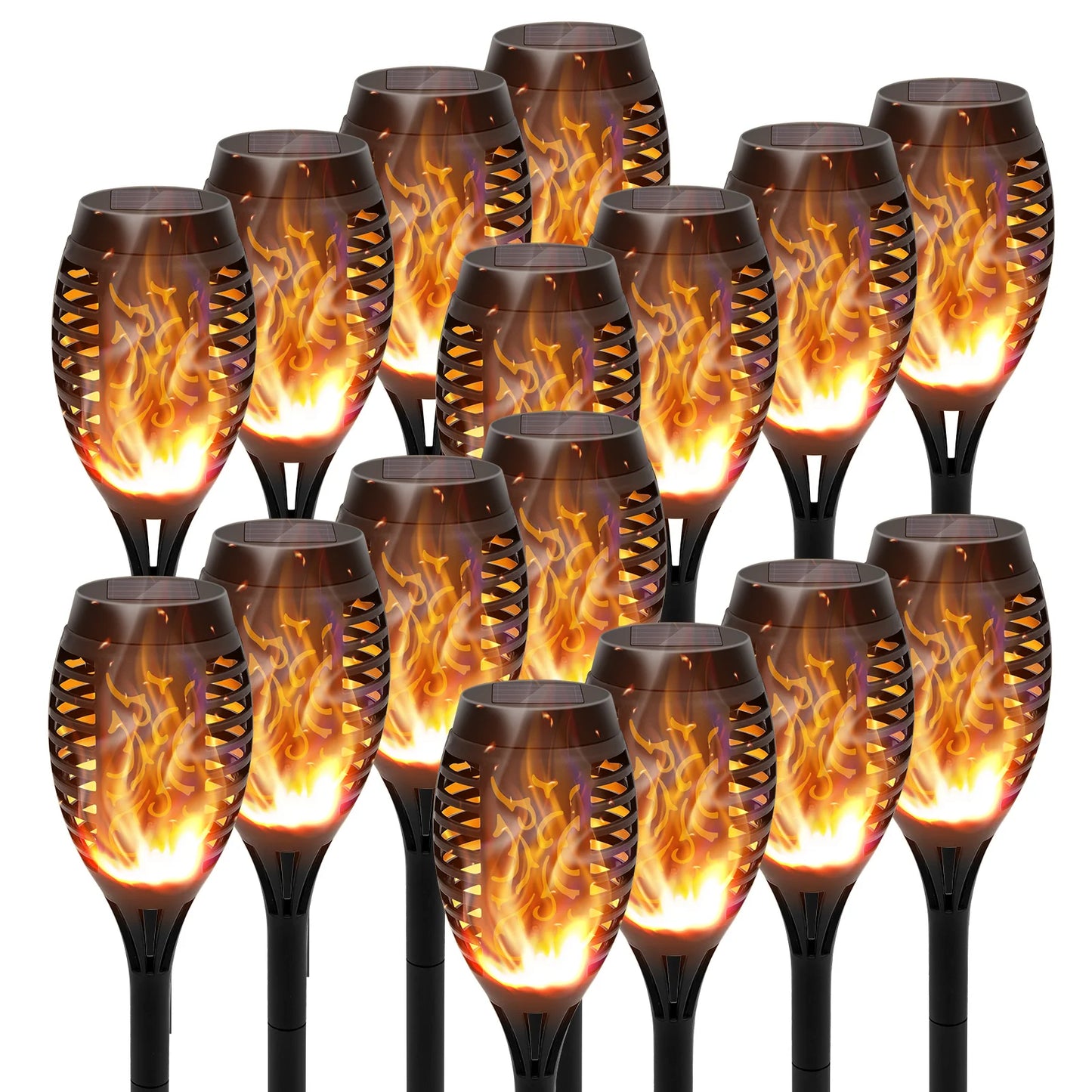 Solar Outdoor LED 4/6Pcs Solar Torch Lights with Flickering Flame Waterproof Camp Illumination