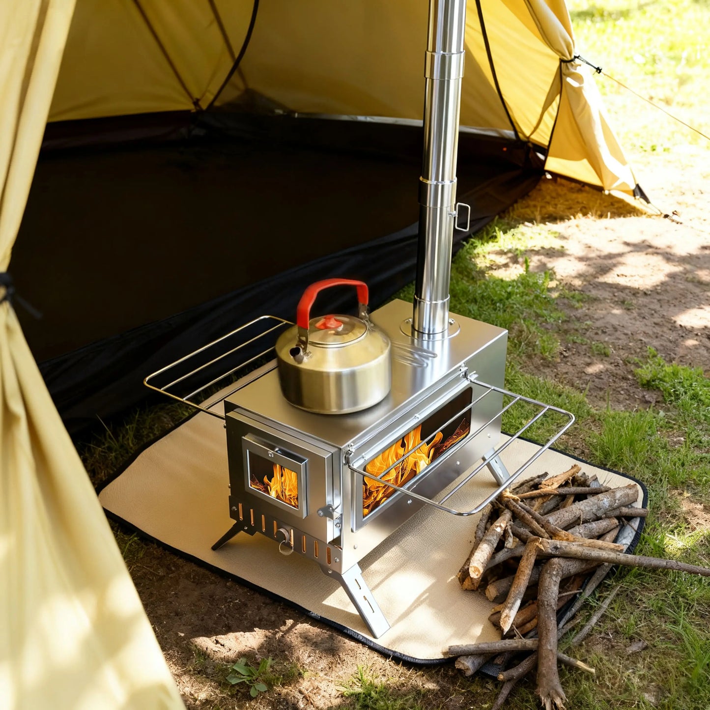 unho Tent Stove  Portable Wood Stove Camping Stove Stainless Steel Wood Stove with 7 Tubes Outdoor Cooking and Garden Activities