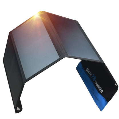 28W Folding Solar Panel 2 USB Ports Phone Charger