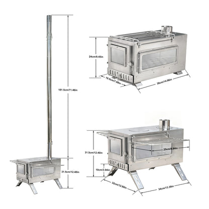 unho Tent Stove  Portable Wood Stove Camping Stove Stainless Steel Wood Stove with 7 Tubes Outdoor Cooking and Garden Activities