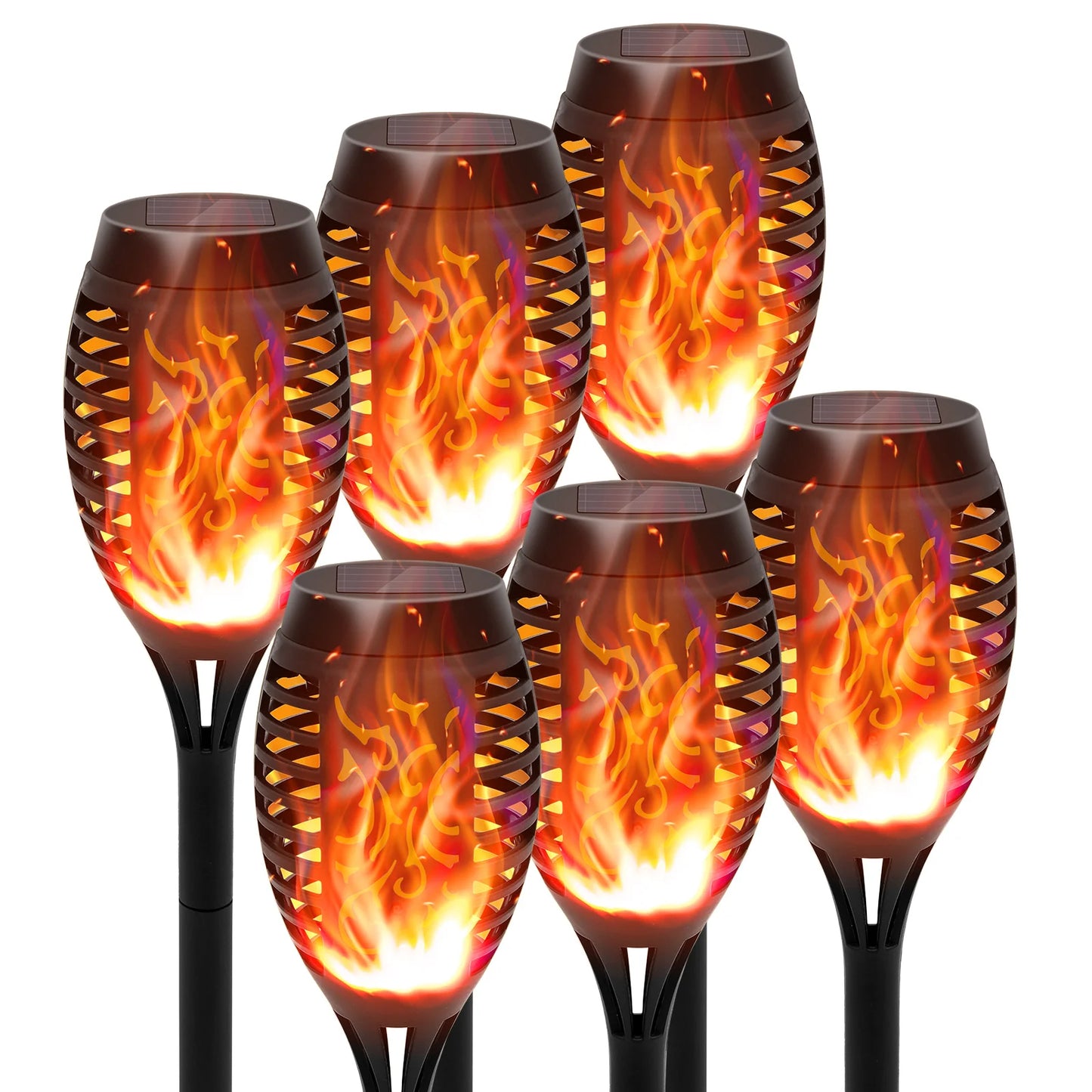 Solar Outdoor LED 4/6Pcs Solar Torch Lights with Flickering Flame Waterproof Camp Illumination