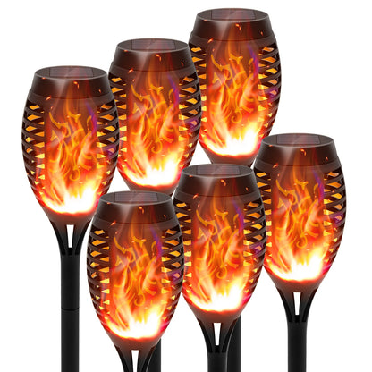 Solar Outdoor LED 4/6Pcs Solar Torch Lights with Flickering Flame Waterproof Camp Illumination