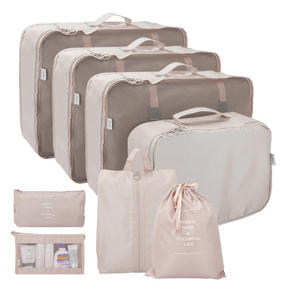 8 Set Waterproof Luggage Organizer Bags with Shoe Bag