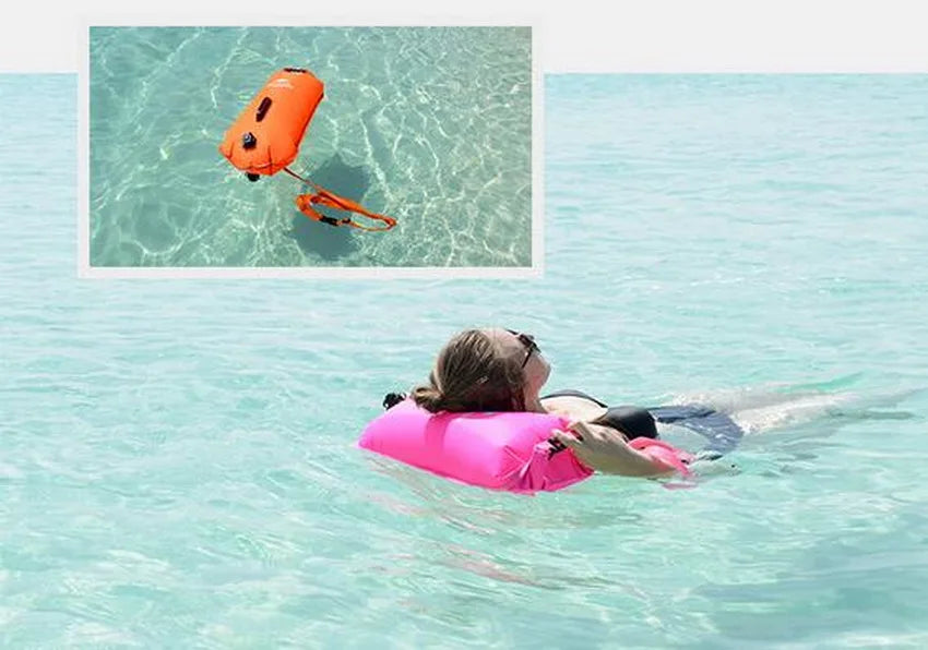 18L Waterproof Inflatable Swimming Bag Double Balloon Swim Buoy