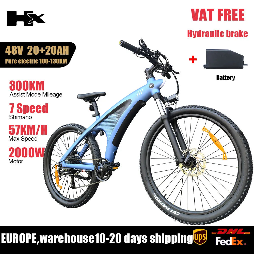 2000W Adults 27.5" Removable Battery Electric Mountain Ebike