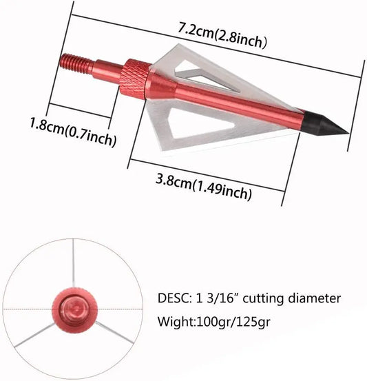 Hunting Broadheads 3 Blades 100 Grain 12 Pack
