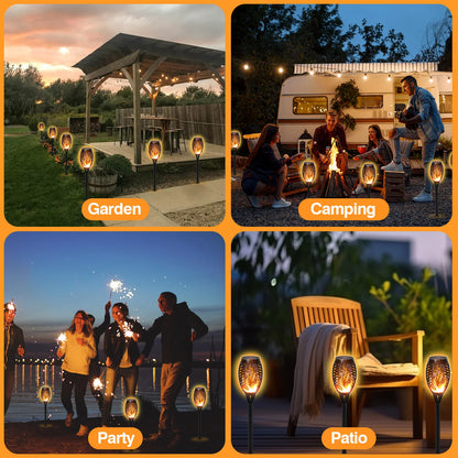 Solar Outdoor LED 4/6Pcs Solar Torch Lights with Flickering Flame Waterproof Camp Illumination