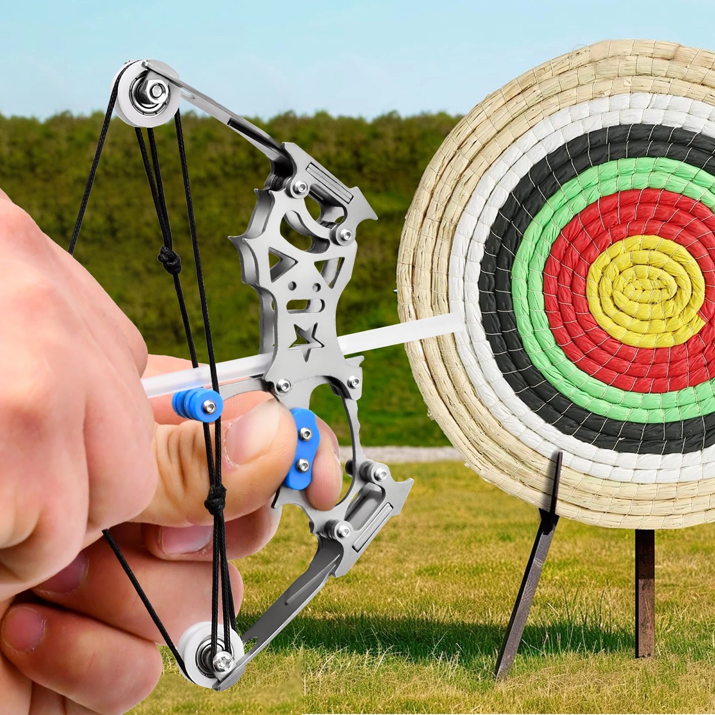 Mini Compound Bow and Arrows Set for Adults, Teens, Beginners for Target Practice & Shooting Entertainment