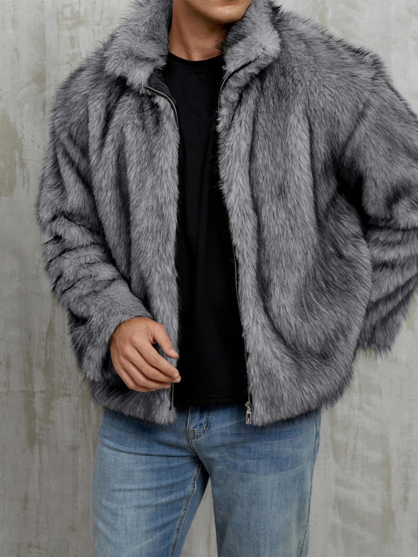 Mens' Faux Fur Winter Jacket/Coat