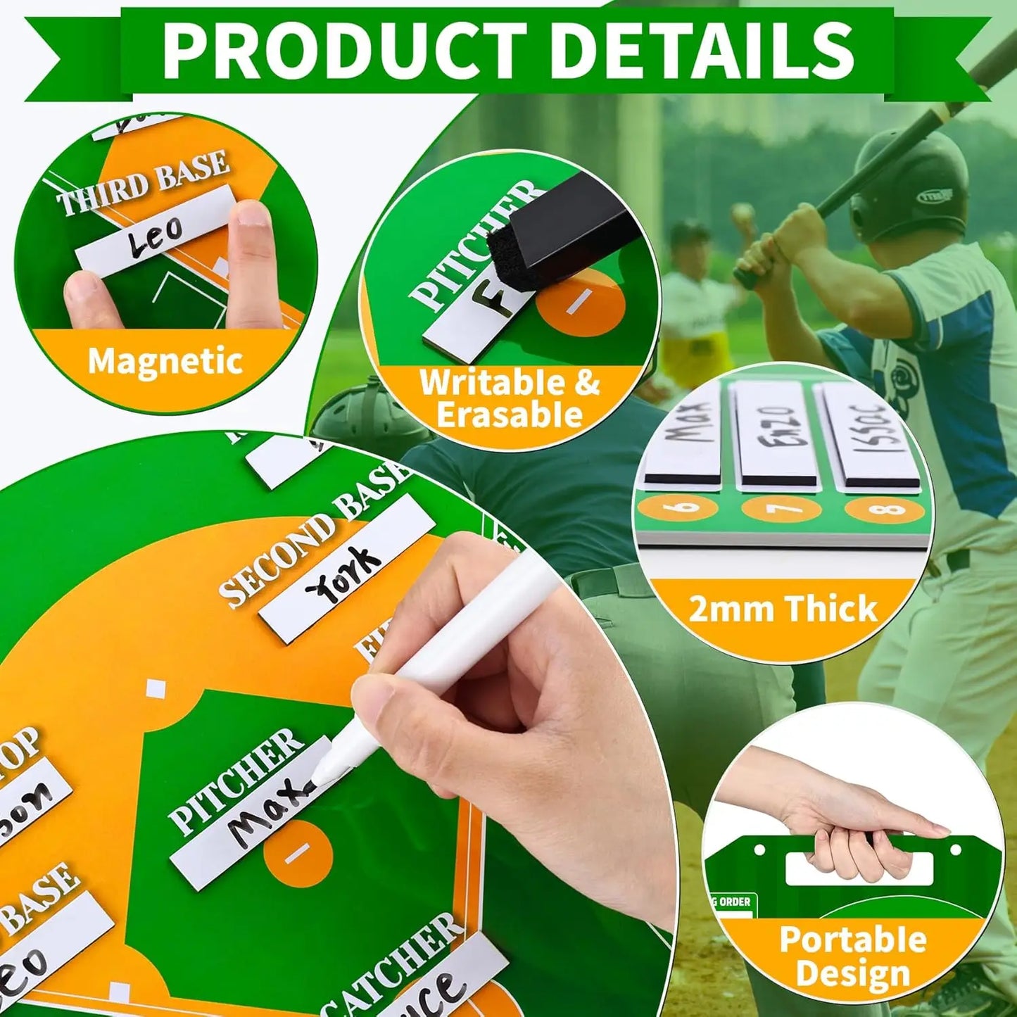 Magnetic Baseball / Softball Lineup Board