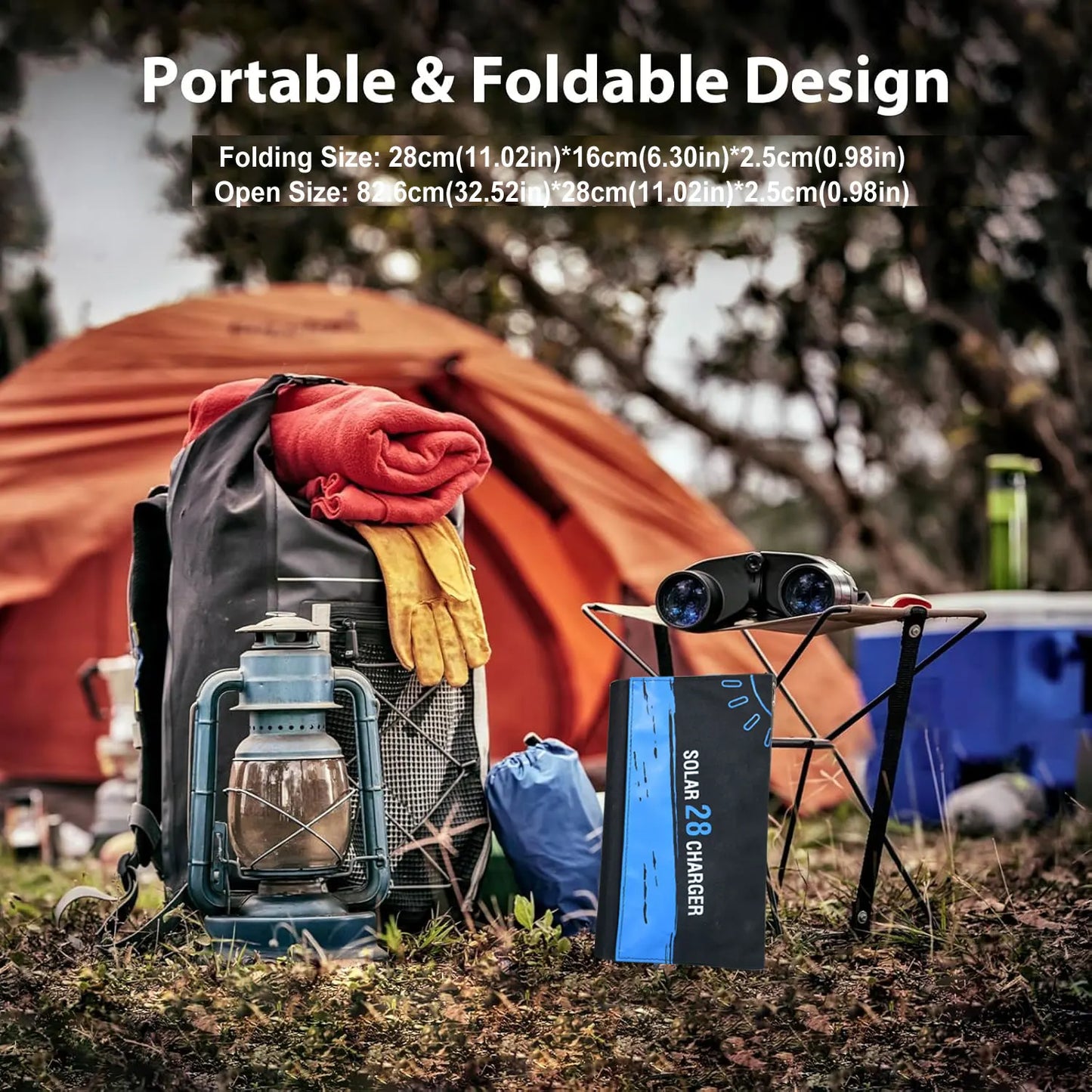 28W Folding Solar Panel 2 USB Ports Phone Charger