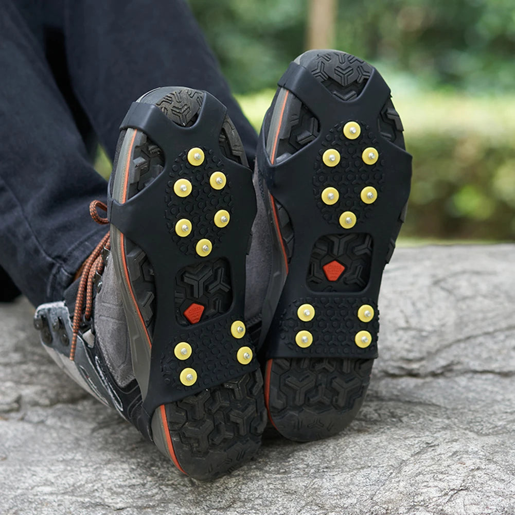 1Pair 10 Teeth Snow Ice Claw Spikes for Walking Hiking Boots