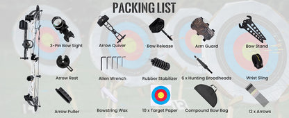 Lightweight Archery Compound Bow Kit for Hunting and Shooting