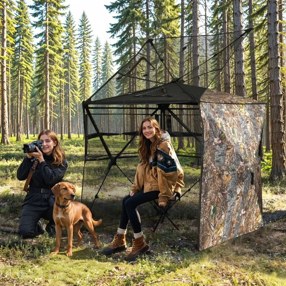 360 Degree Hunting Blind Fully Open Door for 2-3 Person with Stool