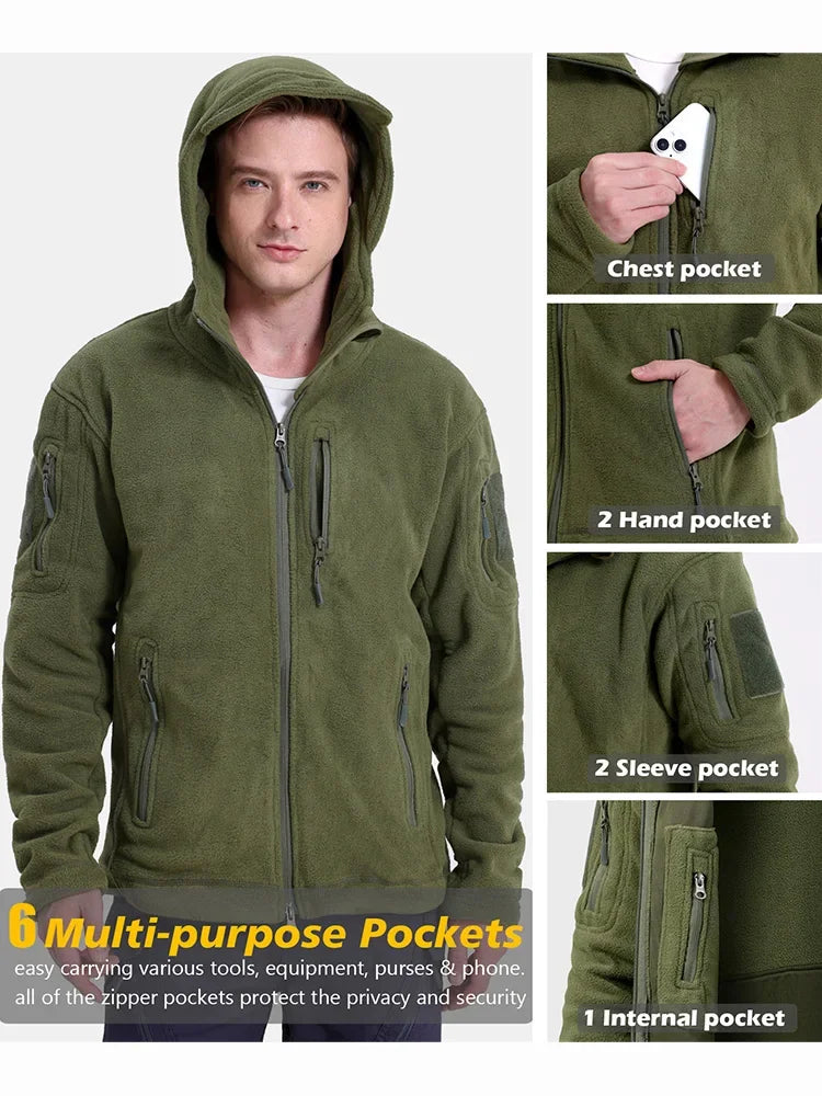 Men's Multi-Pocket Fleece Hunting / Hiking / Hoody Jacket