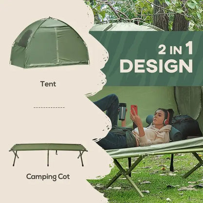 Single Person Folding Off-Ground Tent, Covered Outdoor Bed with Carry Bag