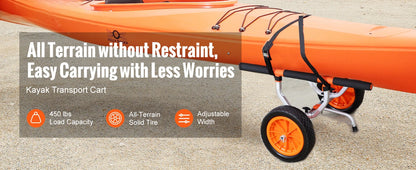 Kayak Cart 450lbs Detachable Canoe Trolley Cart with 12'' Tires Adjustable Width