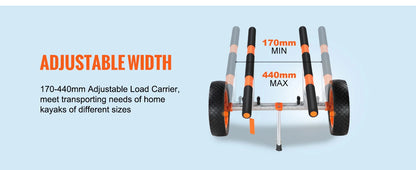 Kayak Cart 450lbs Detachable Canoe Trolley Cart with 12'' Tires Adjustable Width