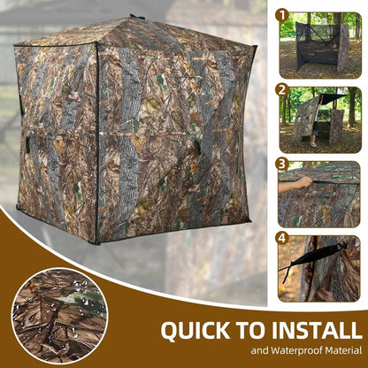 360 Degree Hunting Blind Fully Open Door for 2-3 Person with Stool