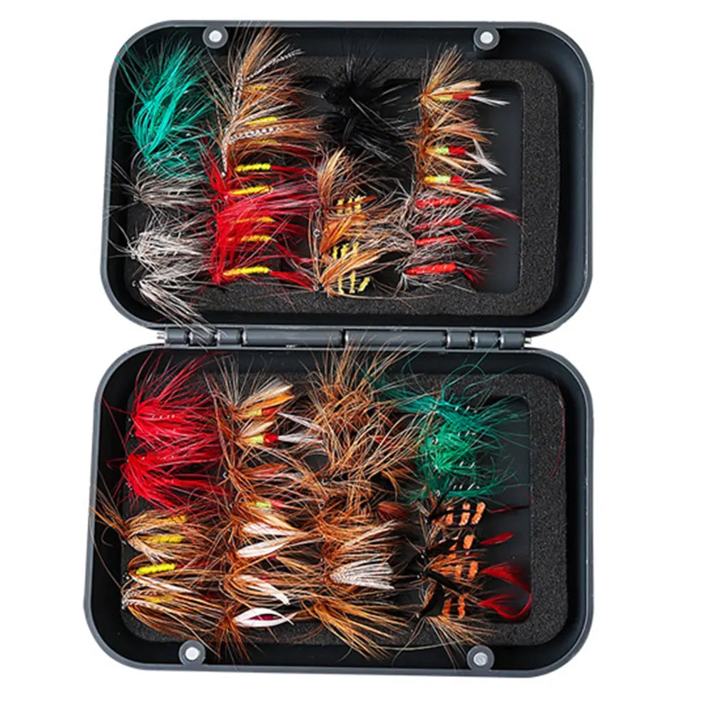 60/41pcs Box Fly Hook Set Artificial Insect Fishing Baits Flies with Lures for Trout, Carp